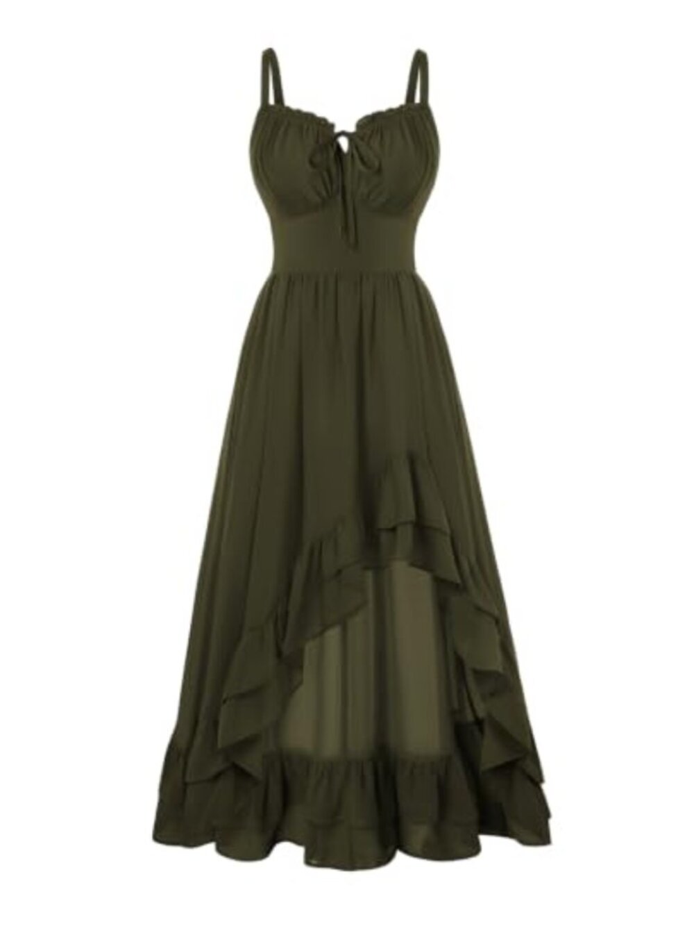 Renaissance Corset Dress Midi High-Low Chiffon Sundress Sleeveless